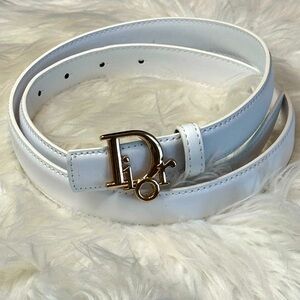 Lux Fashion White Belt with Gold Buckle